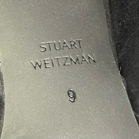 Stewart Weitzman Siggy Pearl Trim Suede Booties Women Black Size 9 - Picture 8 of 10